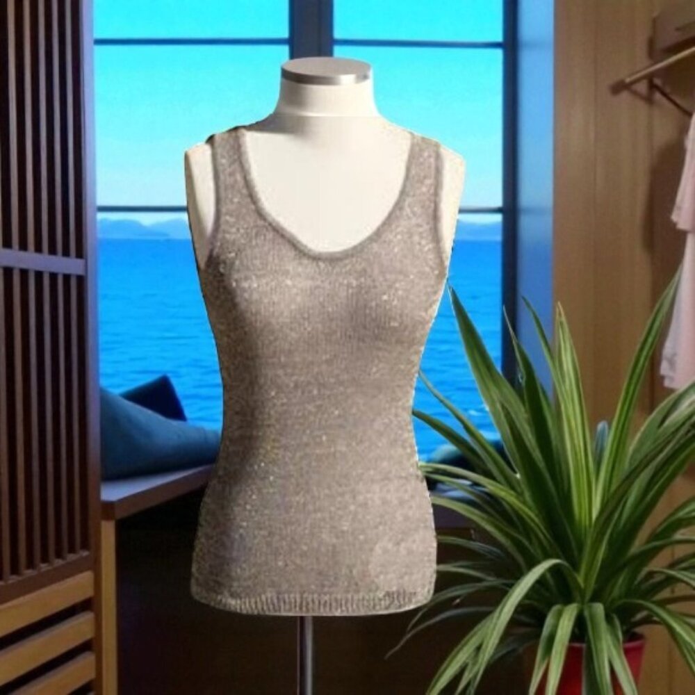 Banana Republic Metallic Silver Knit Tank Top